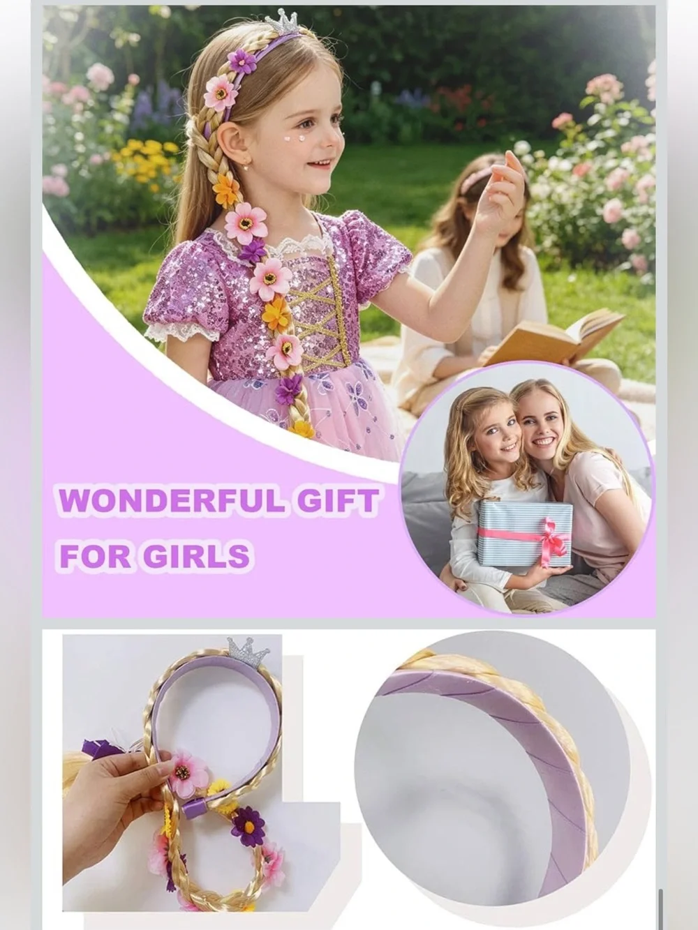 💜NWT PRINCESS RAPUNZEL HAIR/ COSTUME ACCESSORY WITH HEADBAND